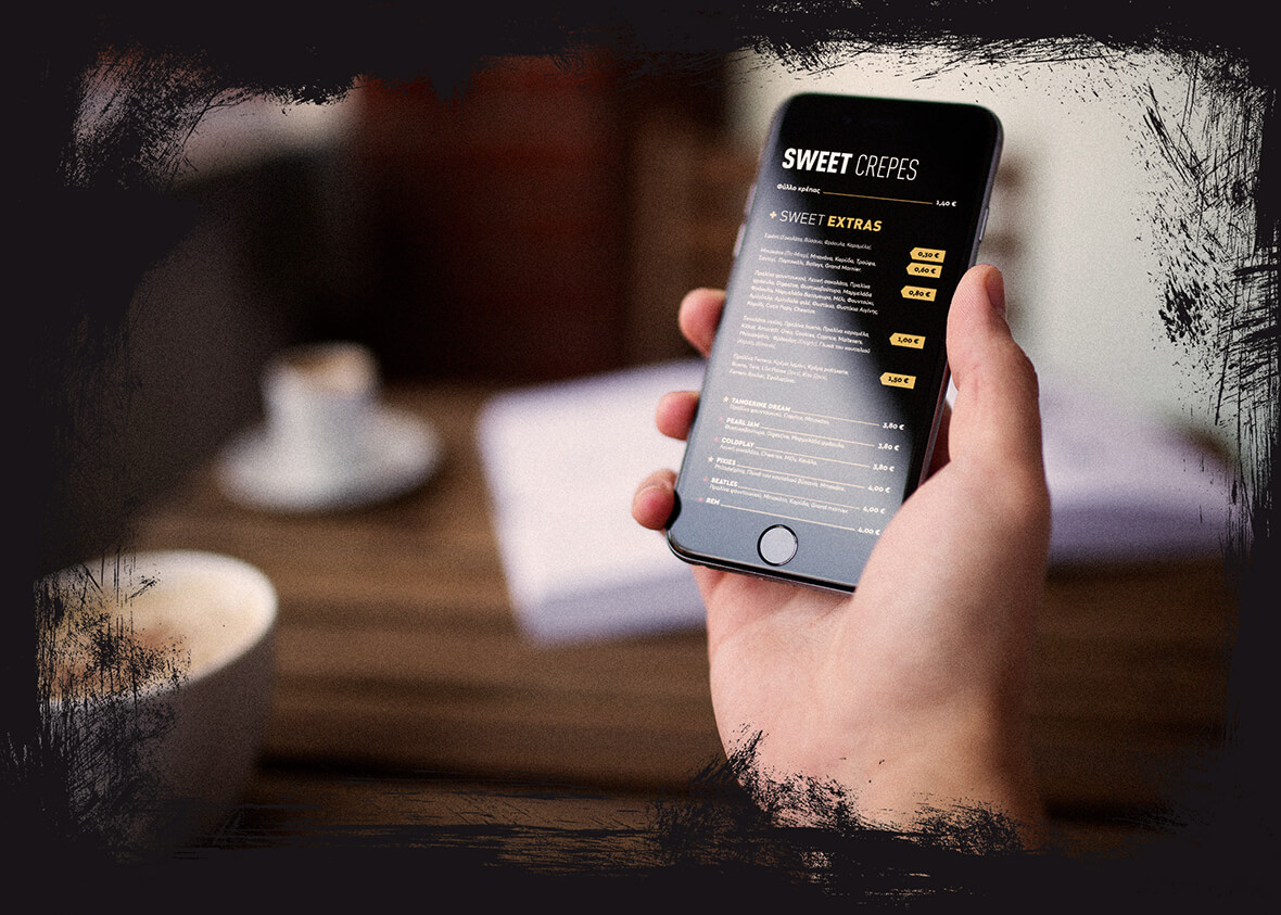Κατάλογος επιχείρησης εστίασης σε οθόνη smartphone